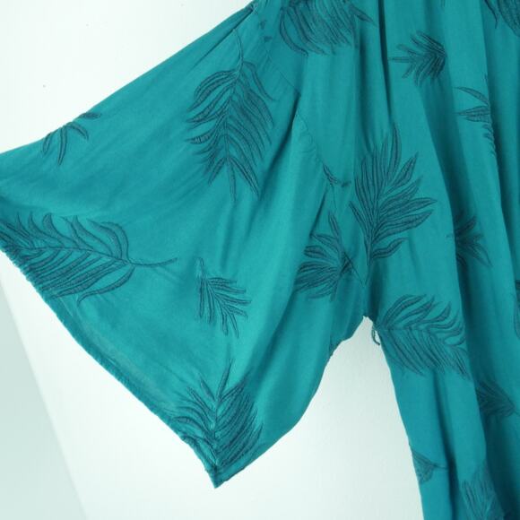 World Market O/S Kimono Topper Beach Cover Lounge Boho Embroidered Lagenlook - Picture 3 of 9